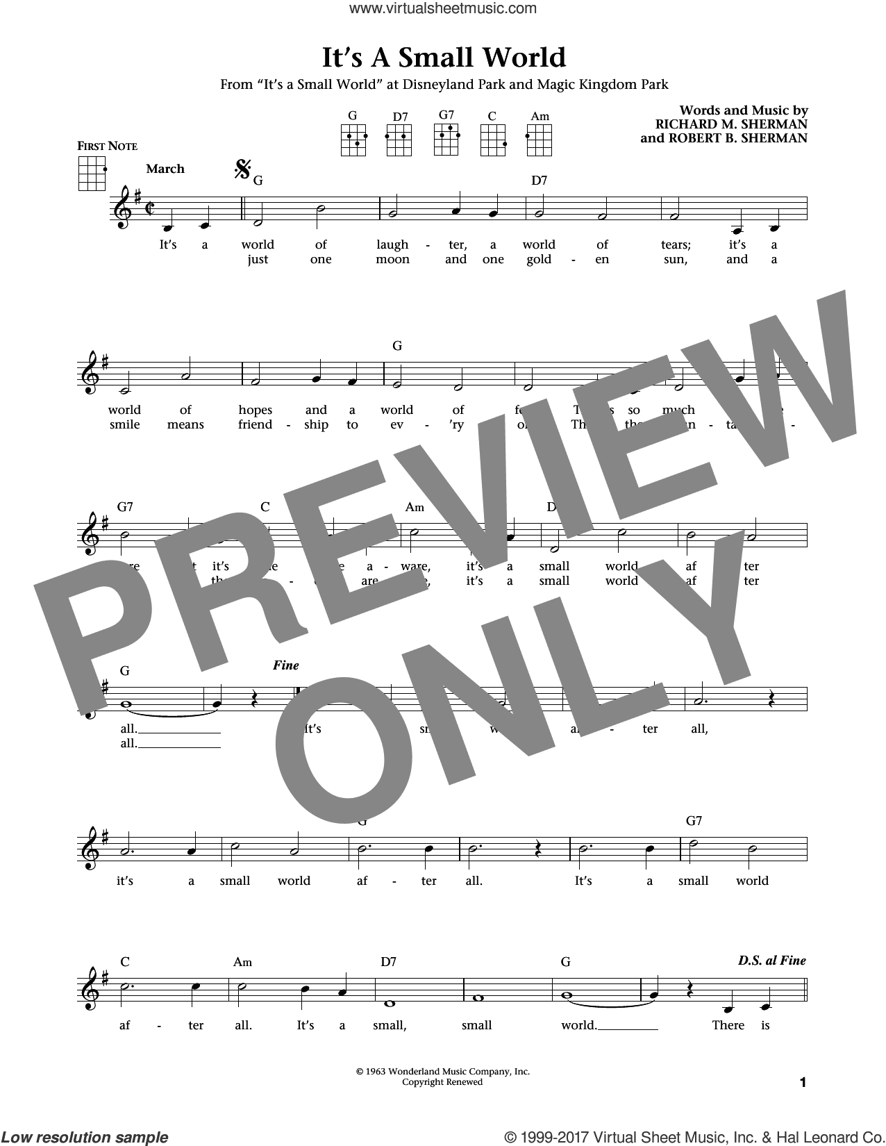 It's A Small World (from The Daily Ukulele) (arr. Liz and Jim Beloff)