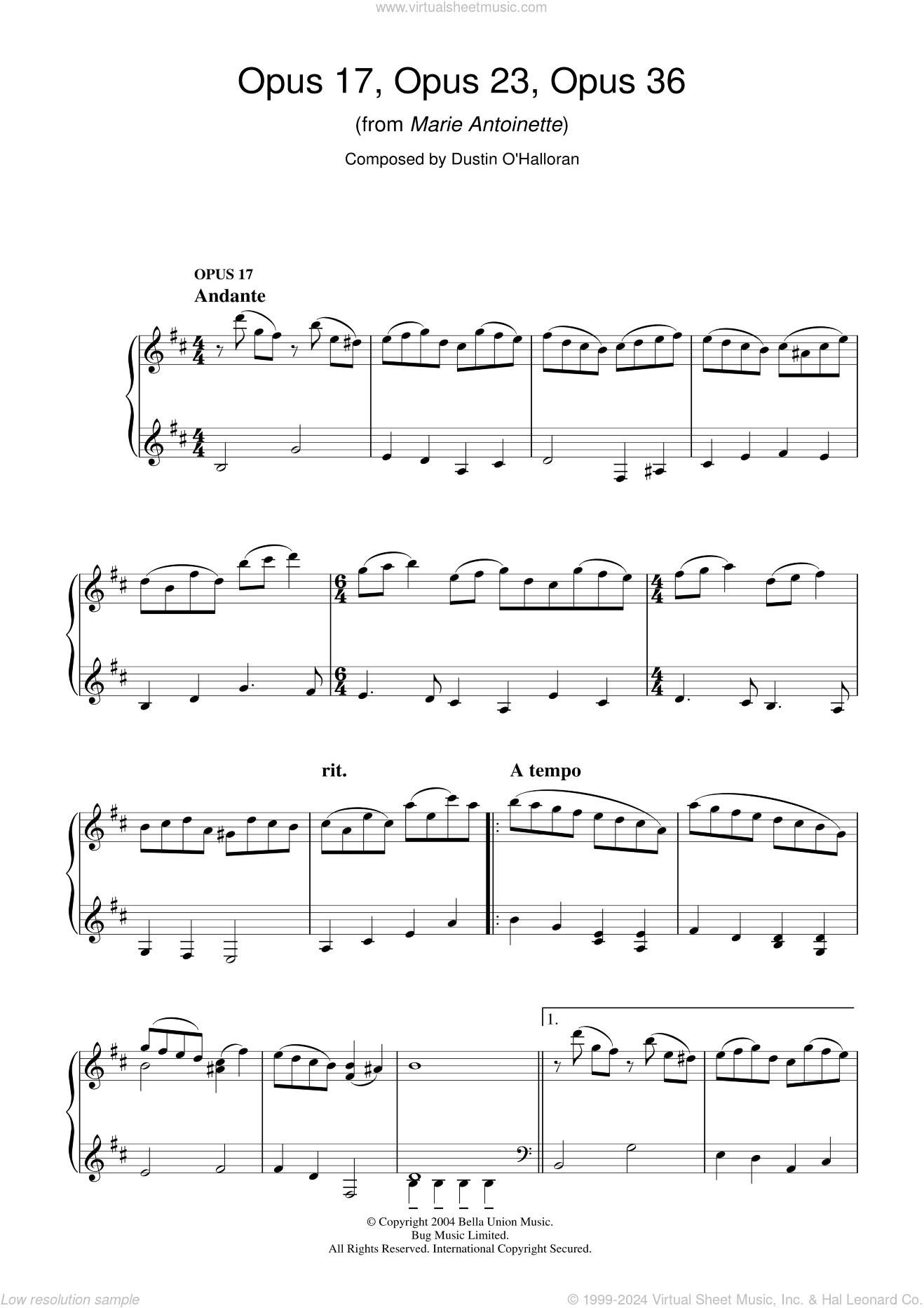 Opus 17, Opus 23, Opus 36 (from Marie Antoinette)