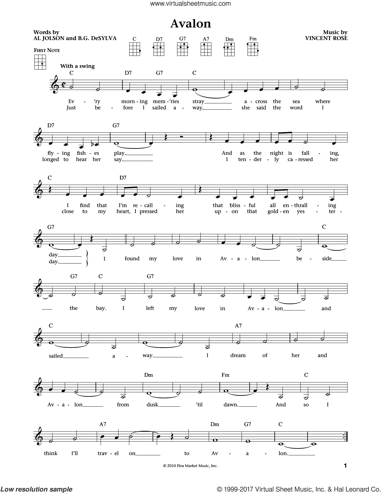 Avalon (from The Daily Ukulele) (arr. Liz and Jim Beloff)