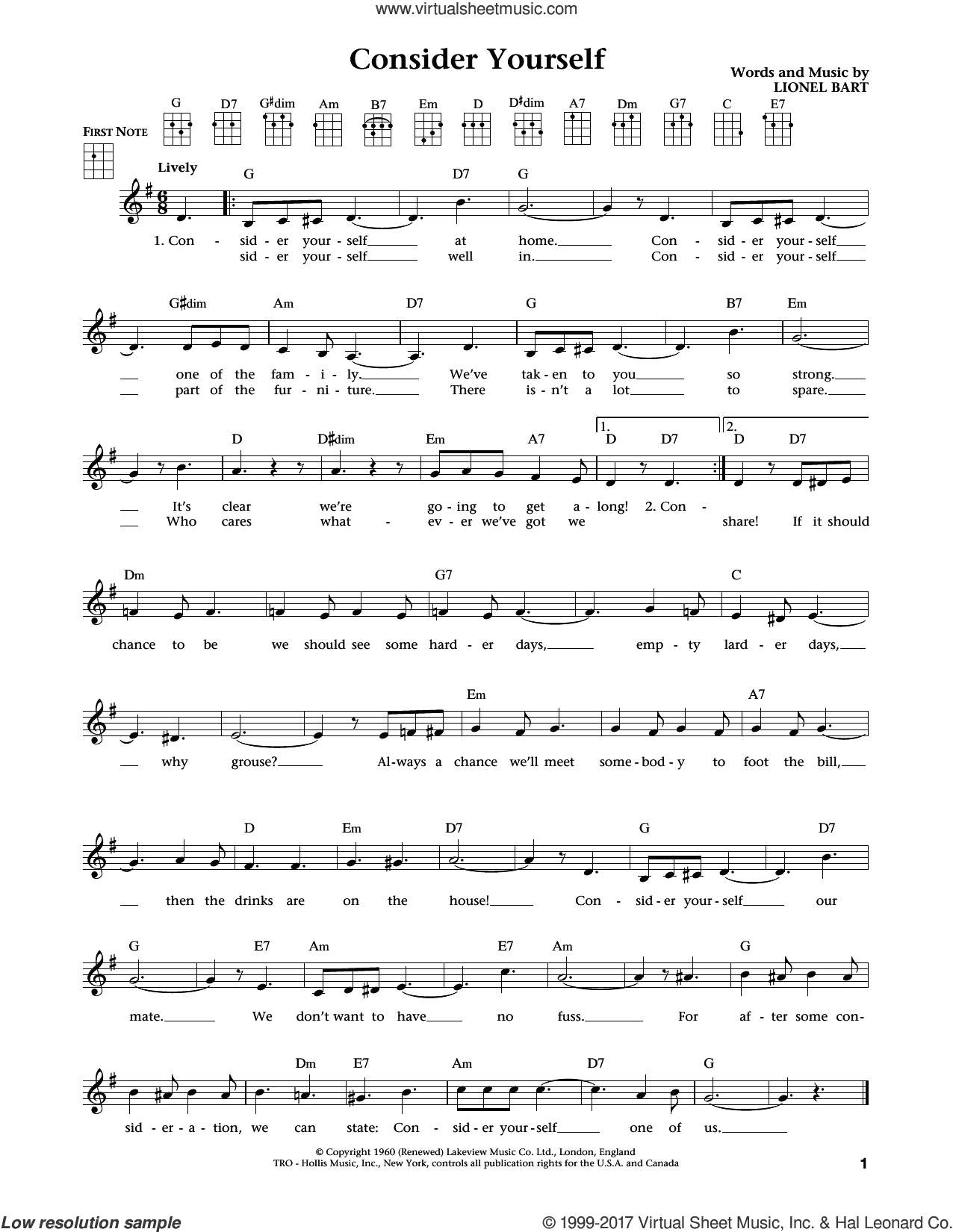 Consider Yourself (from The Daily Ukulele) (arr. Liz and Jim Beloff)
