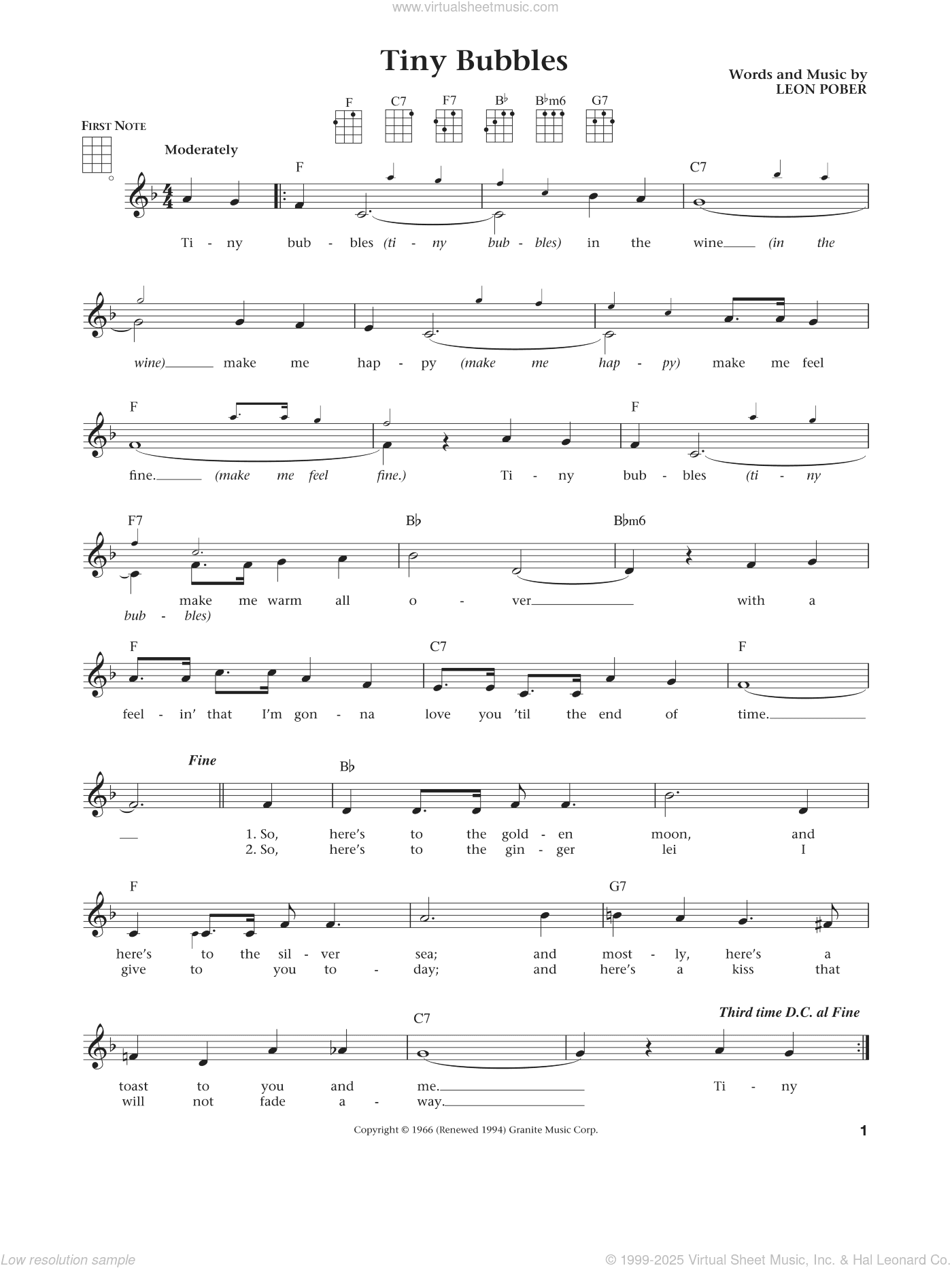 Tiny Bubbles (from The Daily Ukulele) (arr. Liz and Jim Beloff)