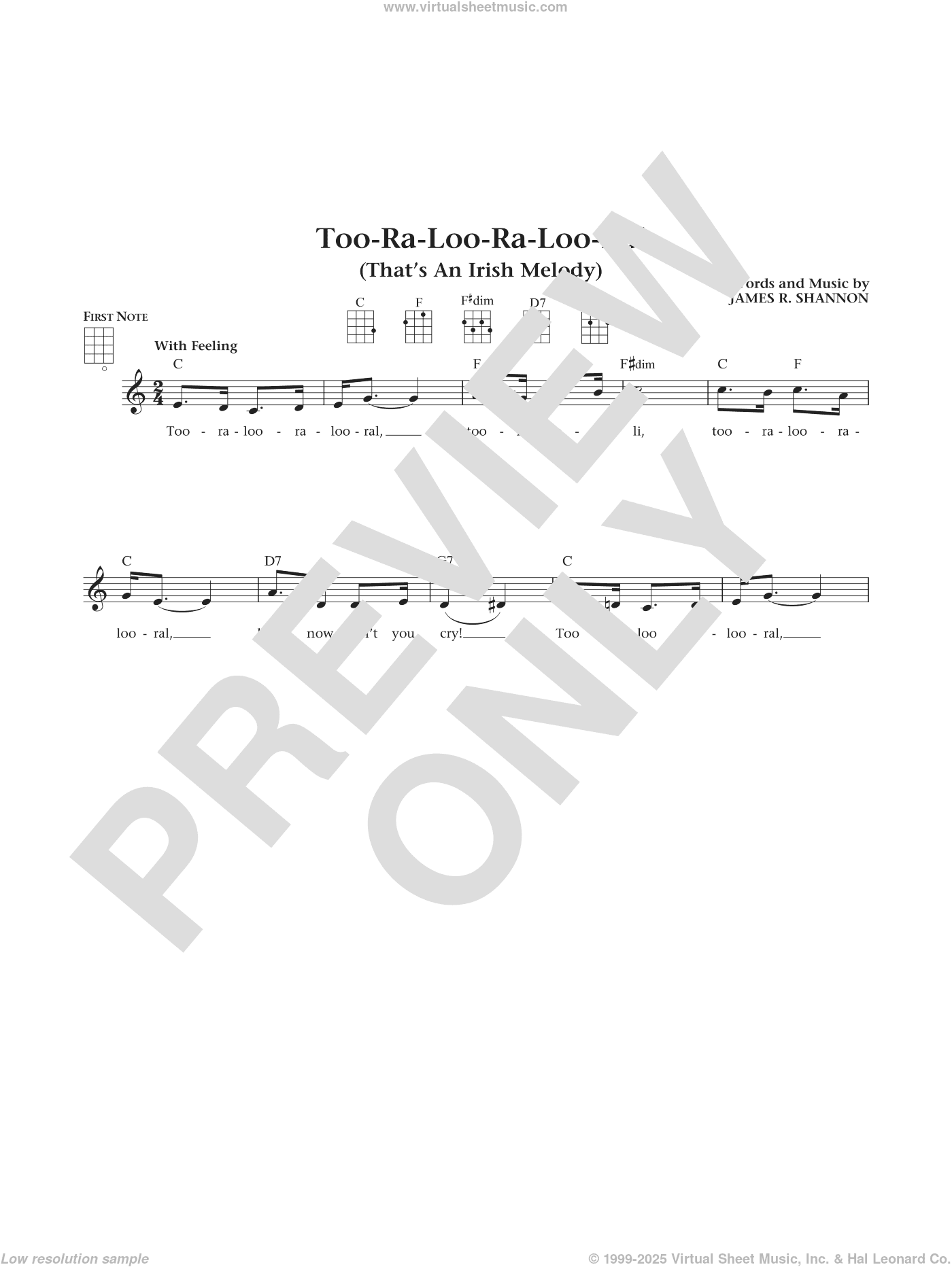 Too-Ra-Loo-Ra-Loo-Ral (That's An Irish Lullaby) (from The Daily Ukulele) (arr. Liz and Jim Beloff)