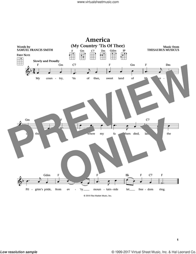 My Country, 'Tis Of Thee (America) (from The Daily Ukulele) (arr. Liz and Jim Beloff)