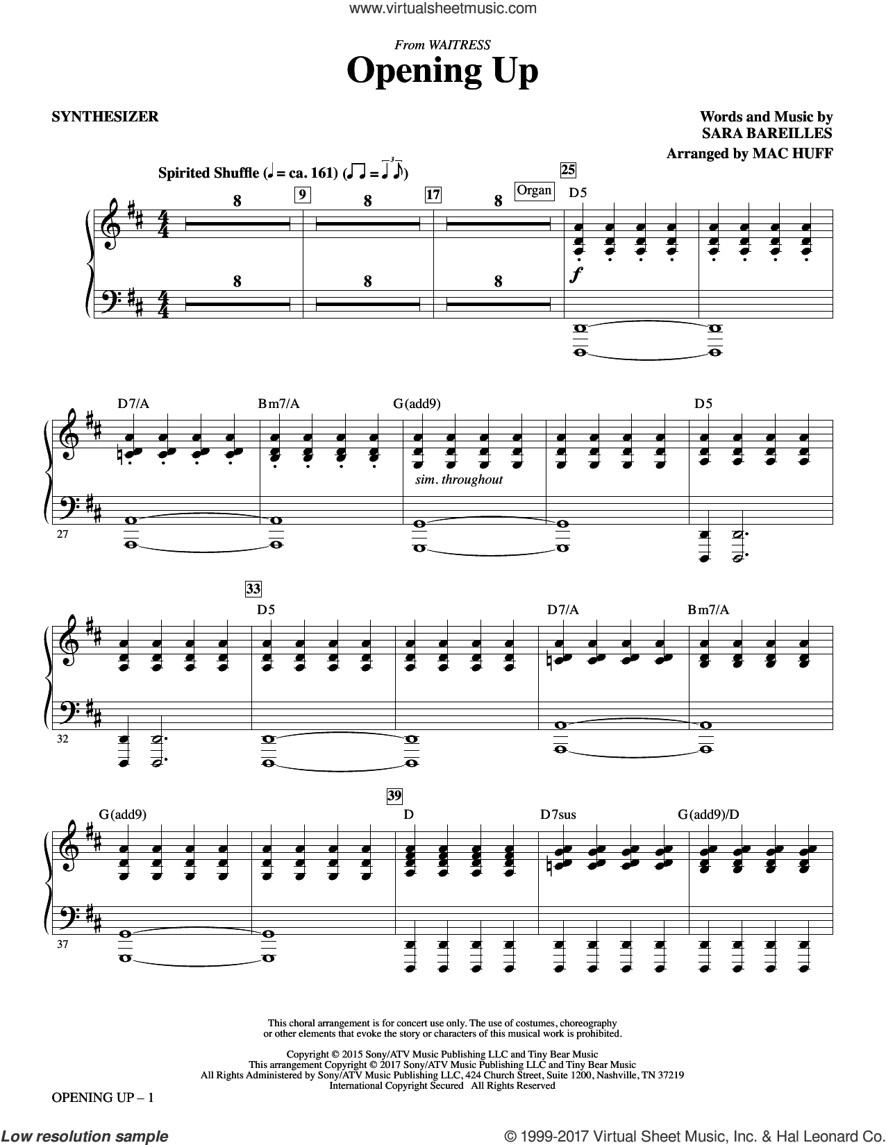 Opening Up (from Waitress The Musical) (arr. Mac Huff)