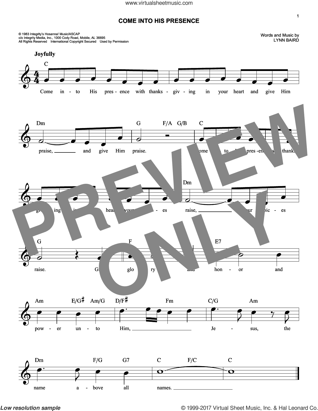 Come Into His Presence