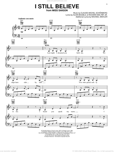 I Still Believe (from Miss Saigon)