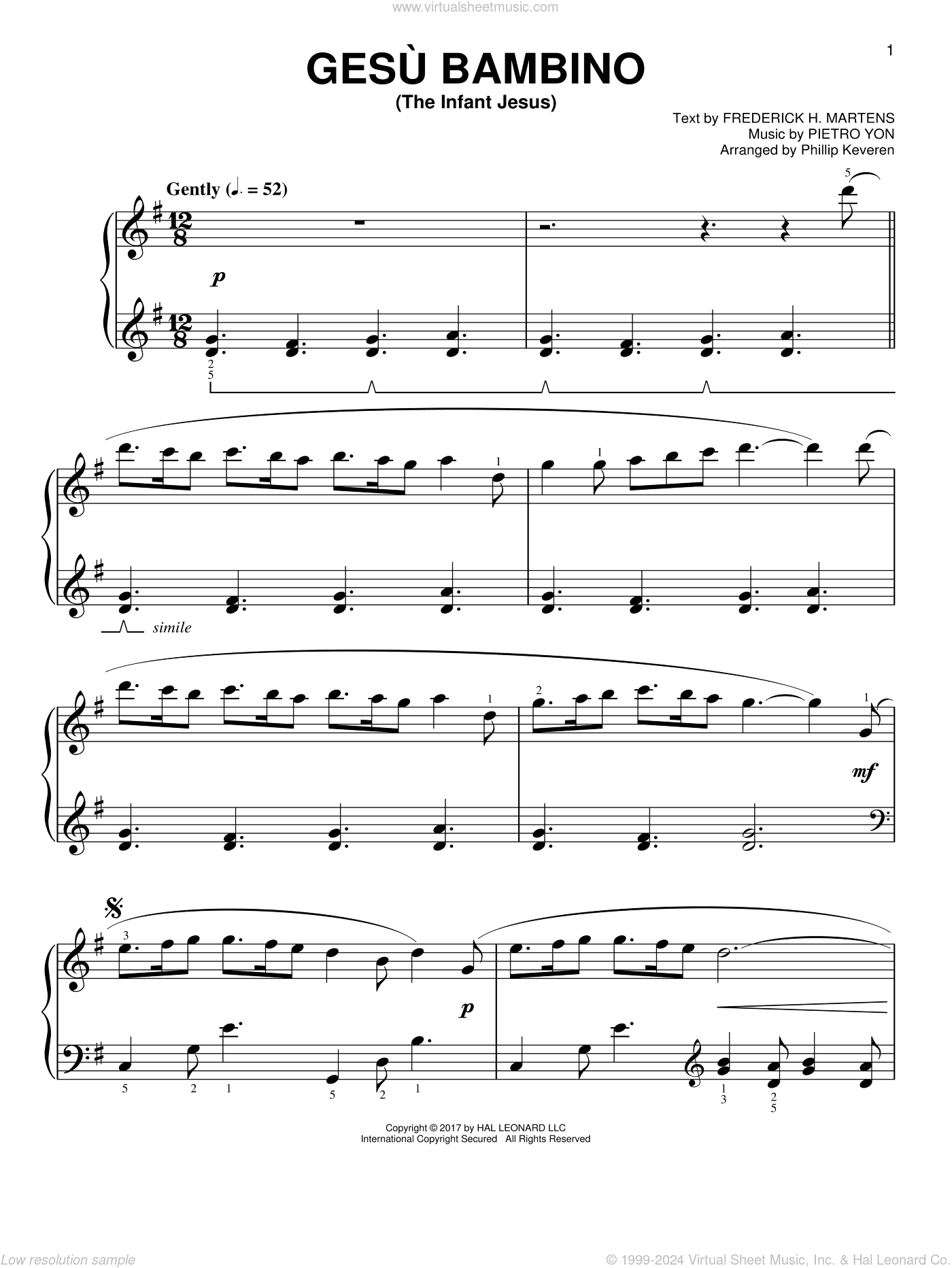 Gesu Bambino (The Infant Jesus) [Classical version] (arr. Phillip Keveren)