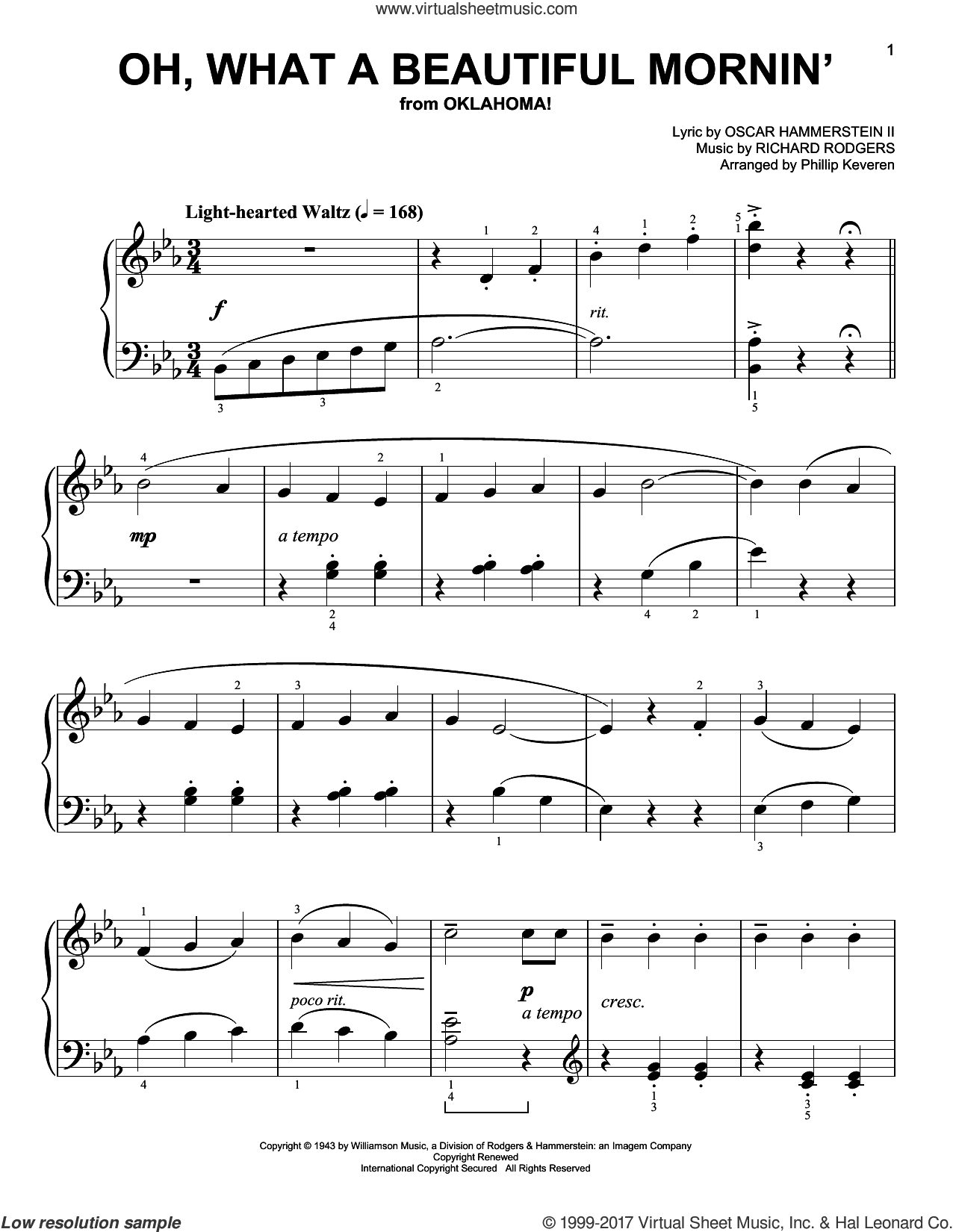 Oh, What A Beautiful Mornin' [Classical version] (from Oklahoma!) (arr. Phillip Keveren)