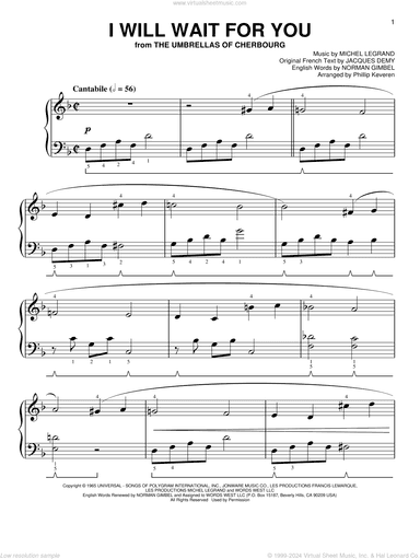 I Will Wait For You [Classical version] (arr. Phillip Keveren)