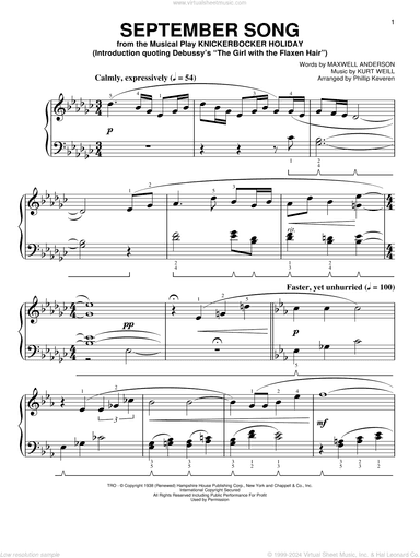 September Song [Classical version] (arr. Phillip Keveren)