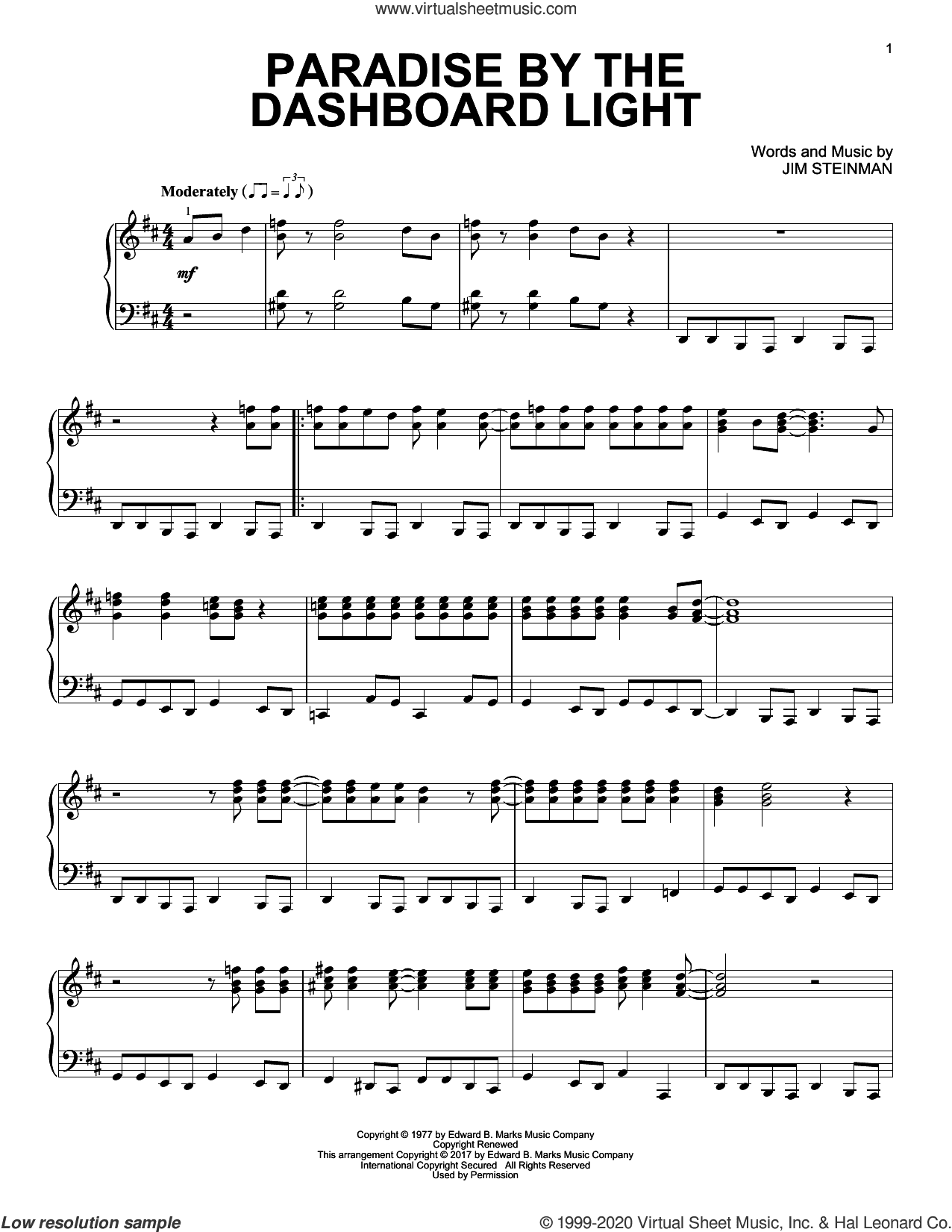 Paradise By The Dashboard Light, (intermediate)
