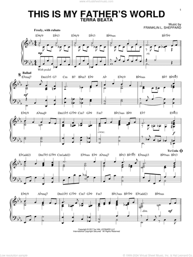 This Is My Father's World [Jazz version] (arr. Phillip Keveren)