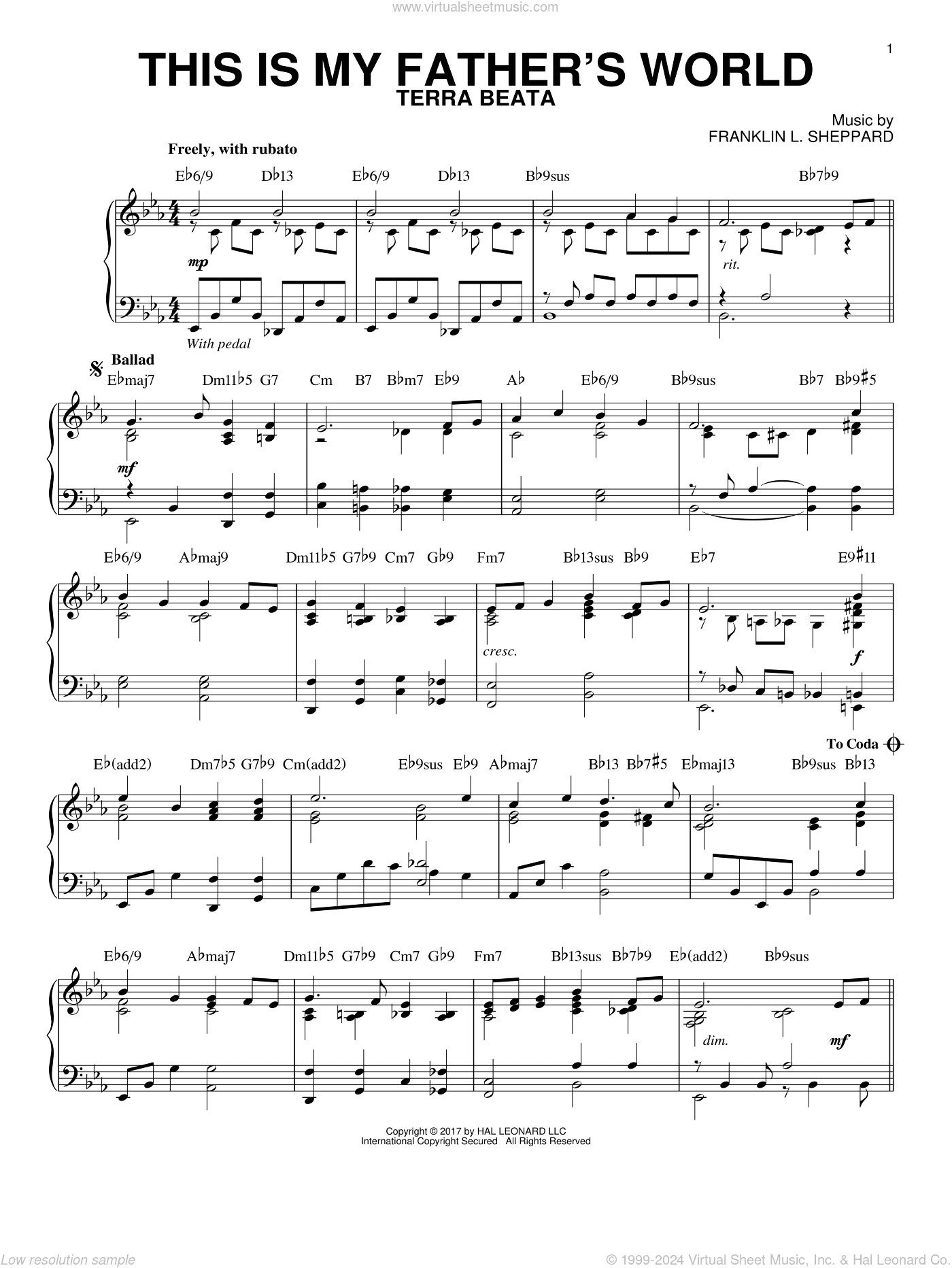 This Is My Father's World [Jazz version] (arr. Phillip Keveren)