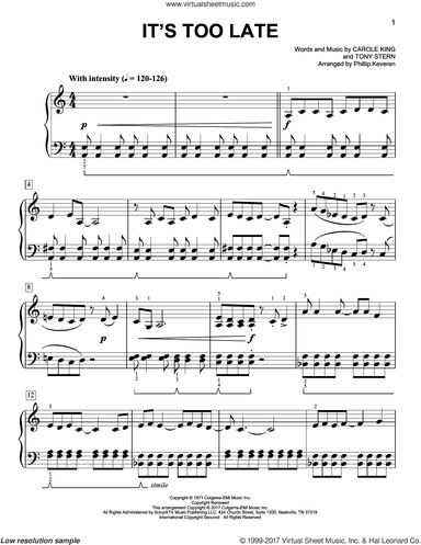 It's Too Late [Classical version] (arr. Phillip Keveren)
