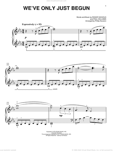 We've Only Just Begun [Classical version] (arr. Phillip Keveren)