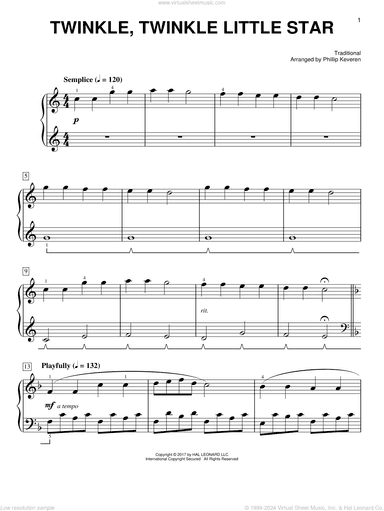 Twinkle, Twinkle Little Star [Classical version] (arr. Phillip Keveren)