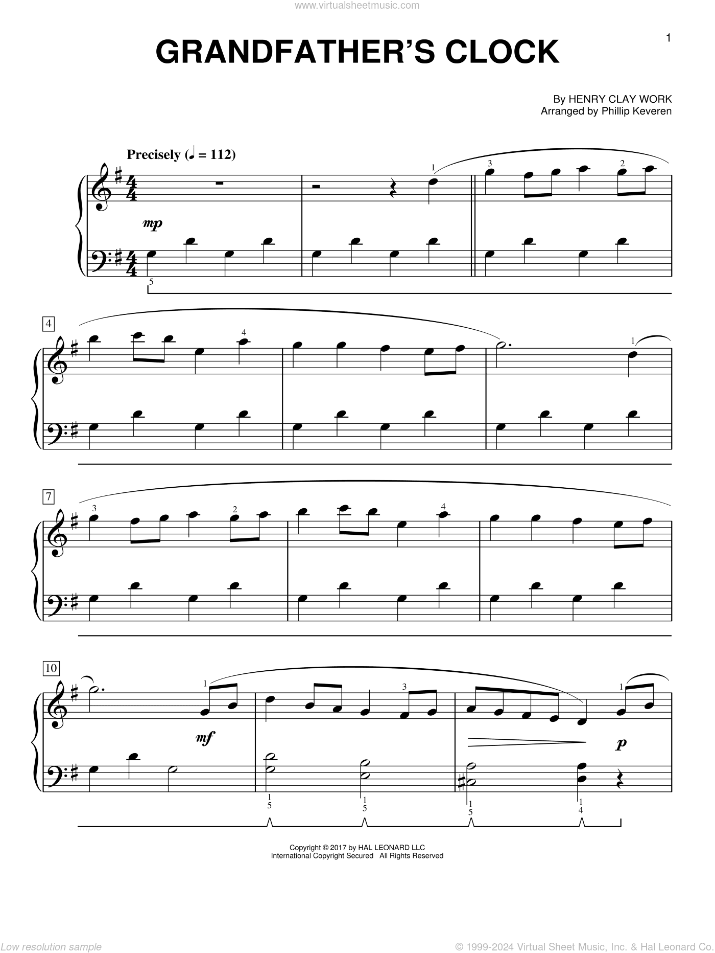 Grandfather's Clock [Classical version] (arr. Phillip Keveren)
