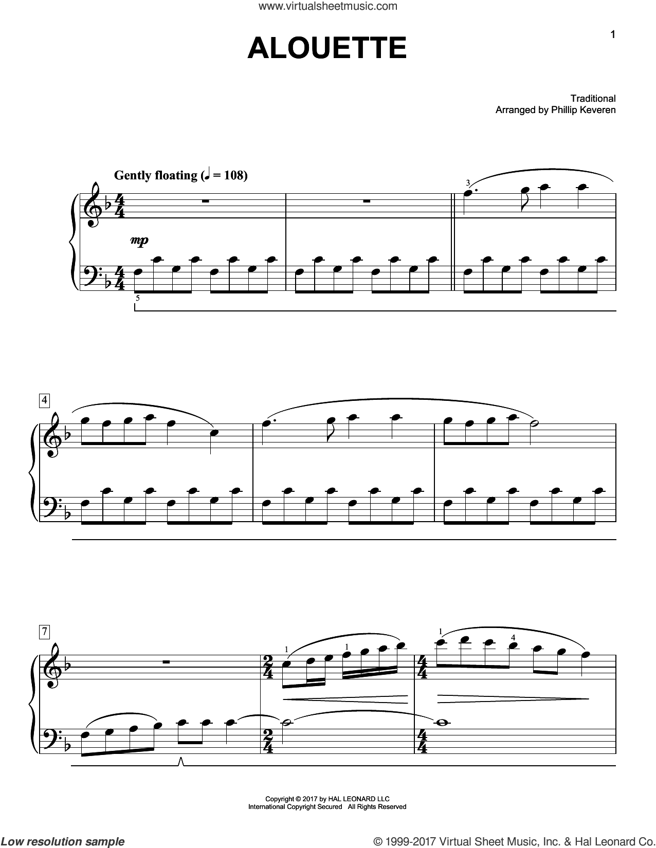 Alouette [Classical version] (arr. Phillip Keveren)