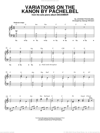Variations On The Kanon By Pachelbel, (intermediate)