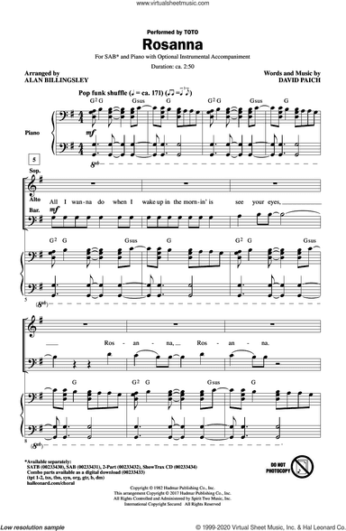 Rosanna (arr. Alan Billingsley)