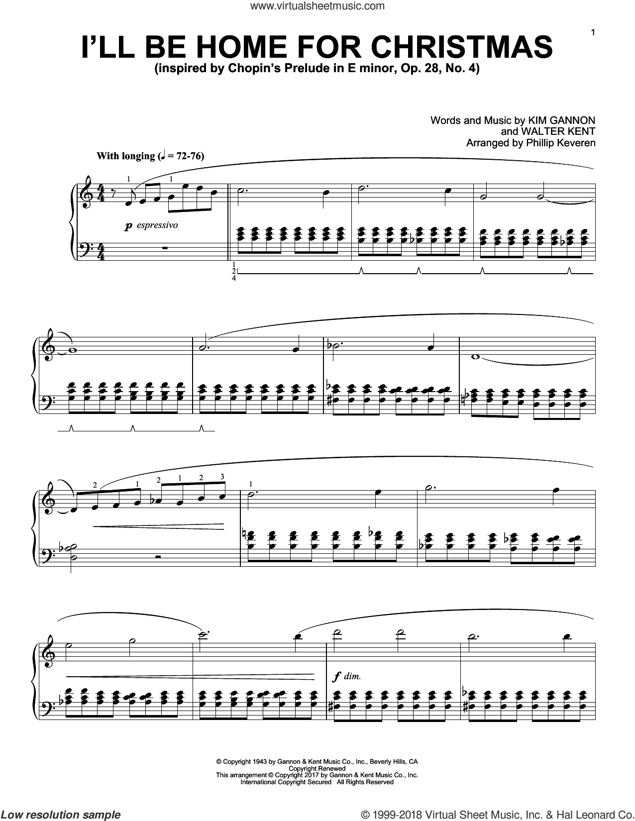 I'll Be Home For Christmas [Classical version] (arr. Phillip Keveren)