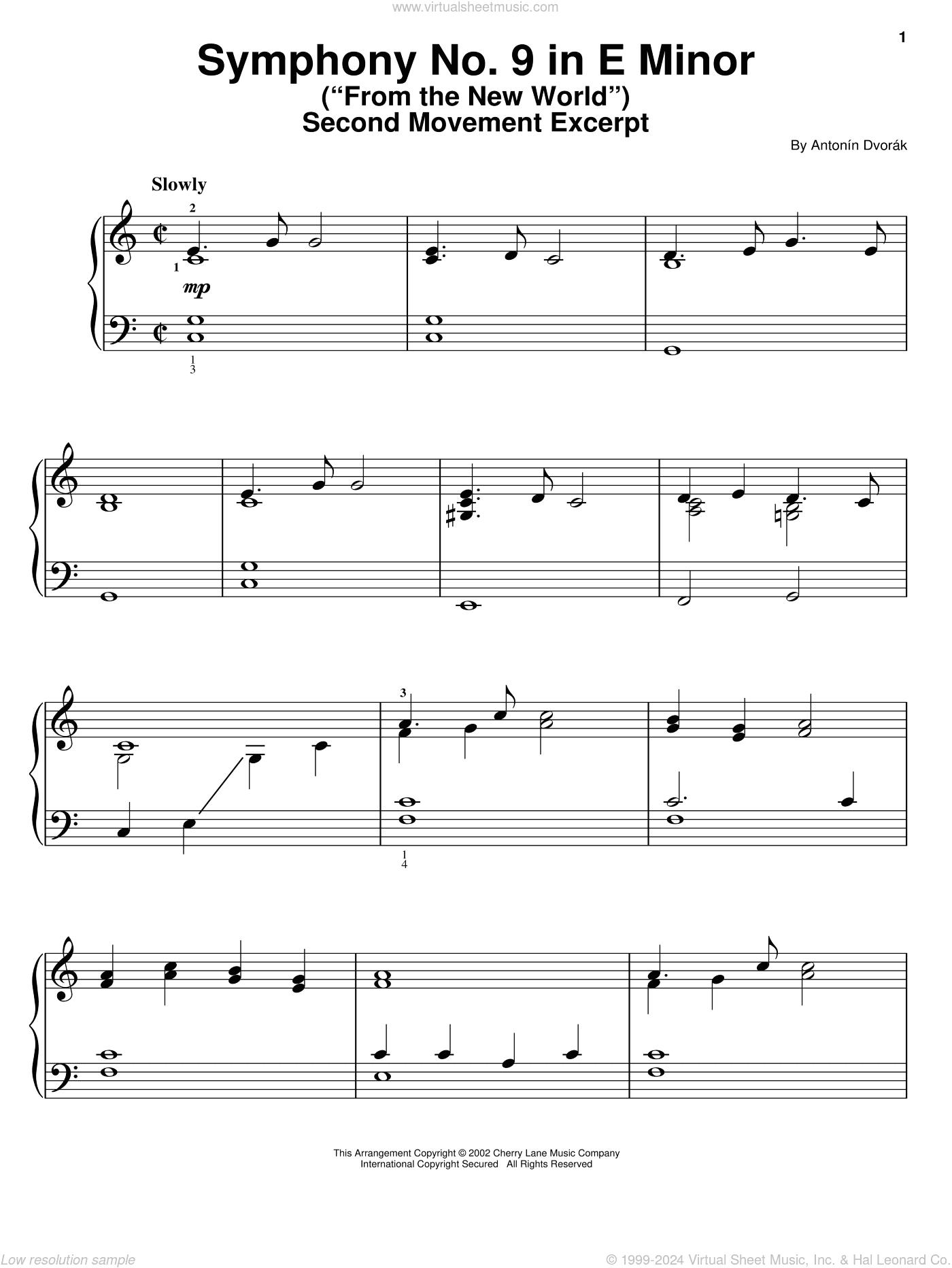 Symphony No. 9 In E Minor (From The New World), Second Movement Excerpt