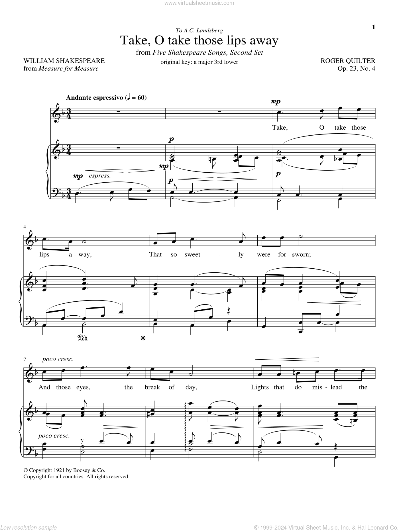 Take, O Take Those Lips Away, Op. 23, No. 4