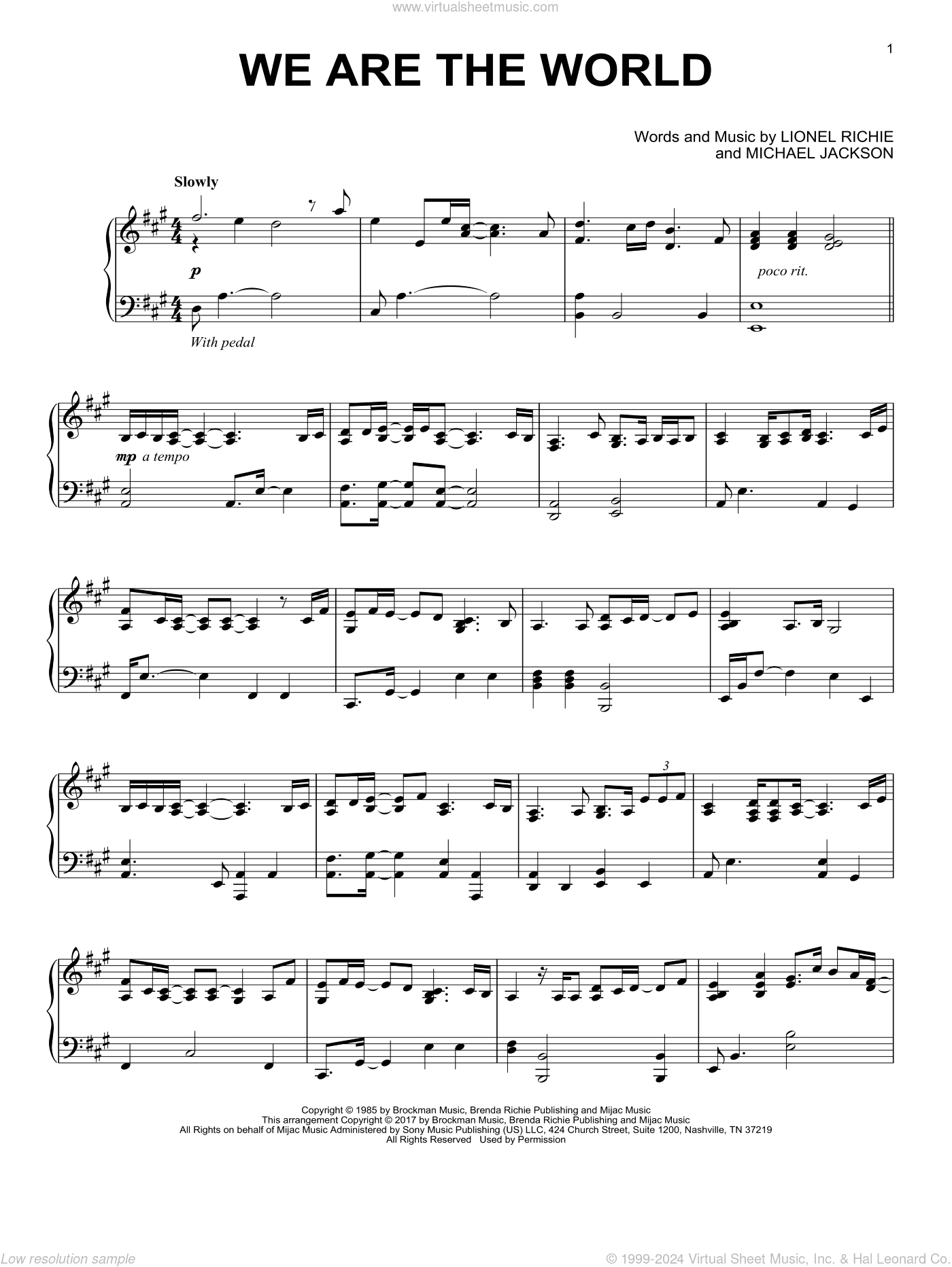 We Are The World, (intermediate)