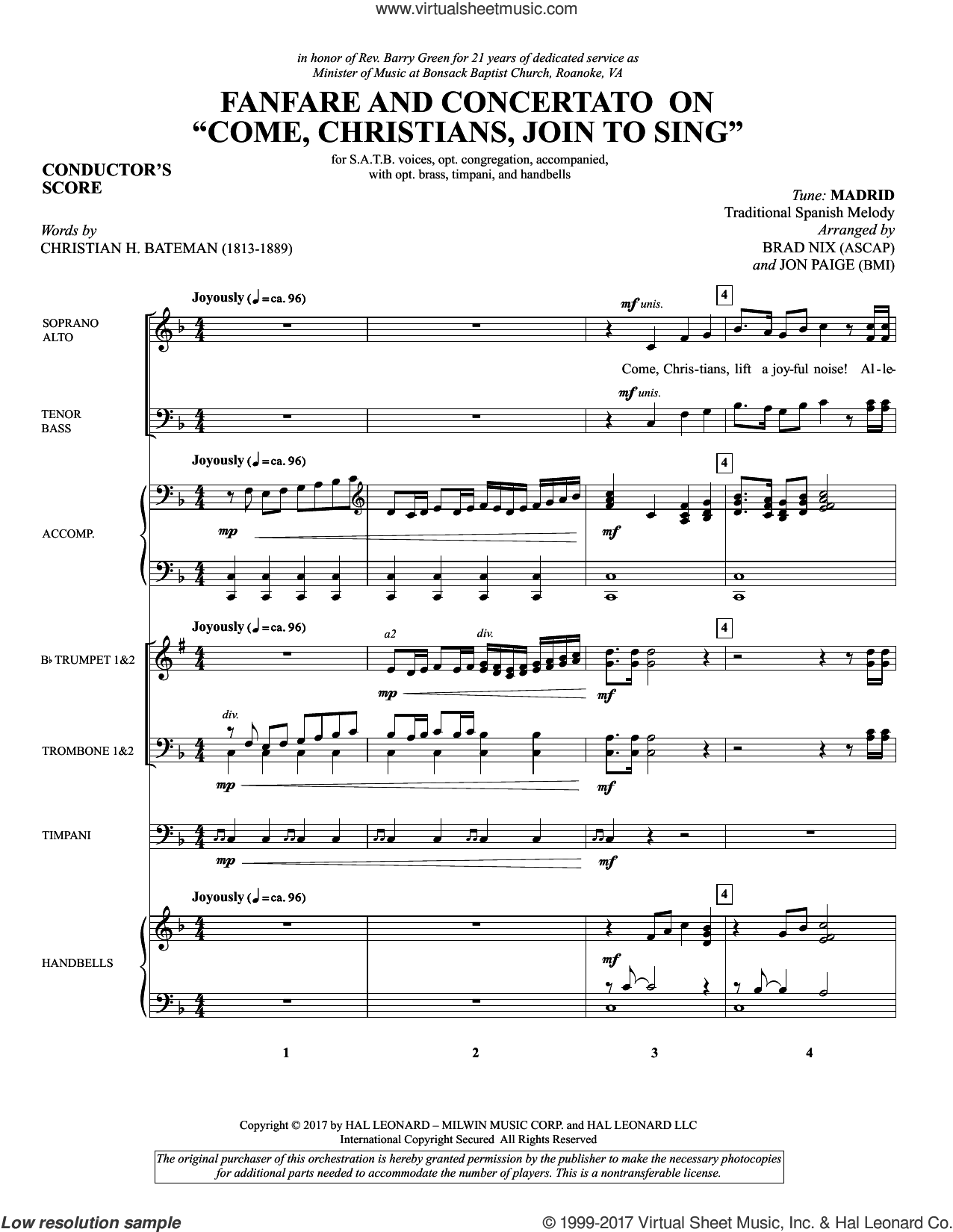 Fanfare and Concertato on "Come, Christians, Join to Sing" (Brass and Timpani)