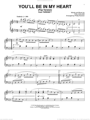 You'll Be In My Heart [Ragtime version] (from Tarzan) (arr. Phillip Keveren)