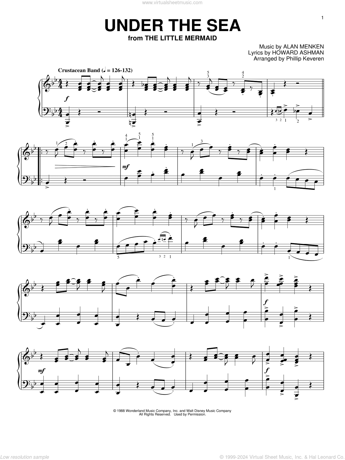Under The Sea [Ragtime version] (from The Little Mermaid) (arr. Phillip Keveren)