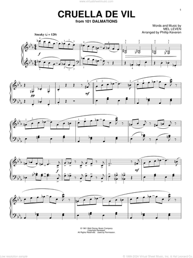 Cruella De Vil [Ragtime version] (from 101 Dalmations) (arr. Phillip Keveren)