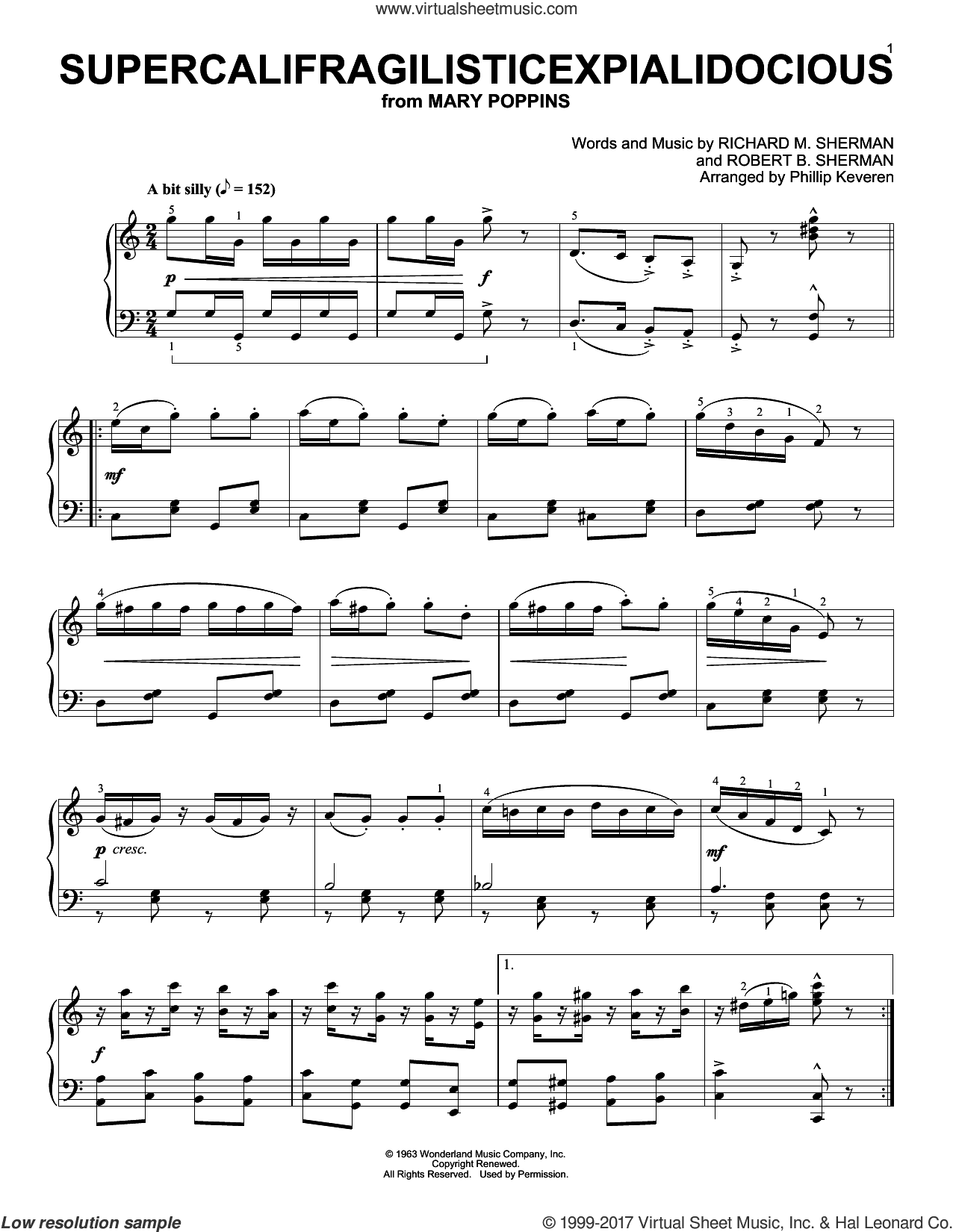 Supercalifragilisticexpialidocious [Ragtime version] (from Mary Poppins) (arr. Phillip Keveren)