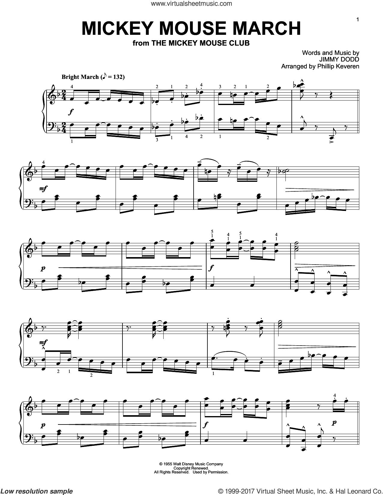 Mickey Mouse March [Ragtime version] (from The Mickey Mouse Club) (arr. Phillip Keveren)