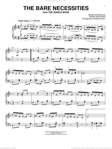 The Bare Necessities [Ragtime version] (from The Jungle Book) (arr. Phillip Keveren)