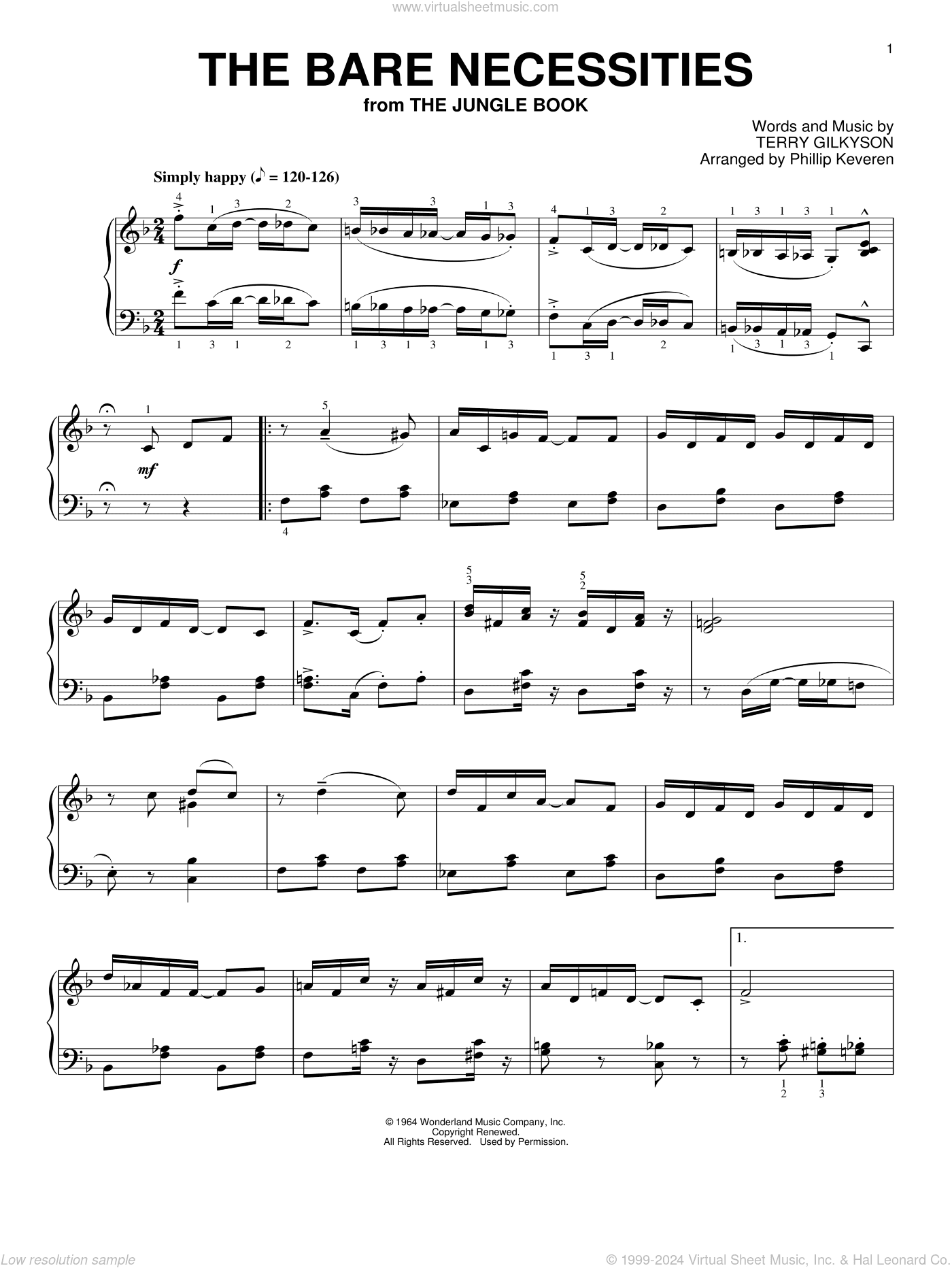 The Bare Necessities [Ragtime version] (from The Jungle Book) (arr. Phillip Keveren)