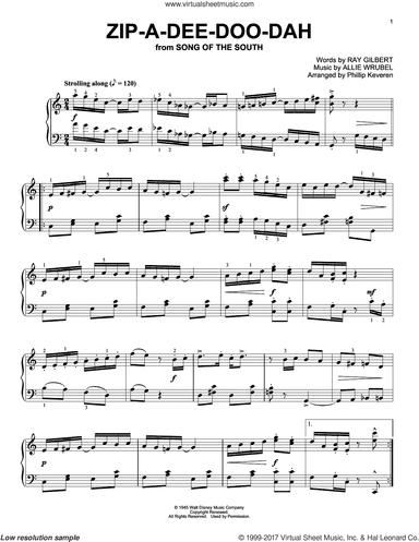Zip-A-Dee-Doo-Dah (from Song Of The South) [Ragtime version] (arr. Phillip Keveren)