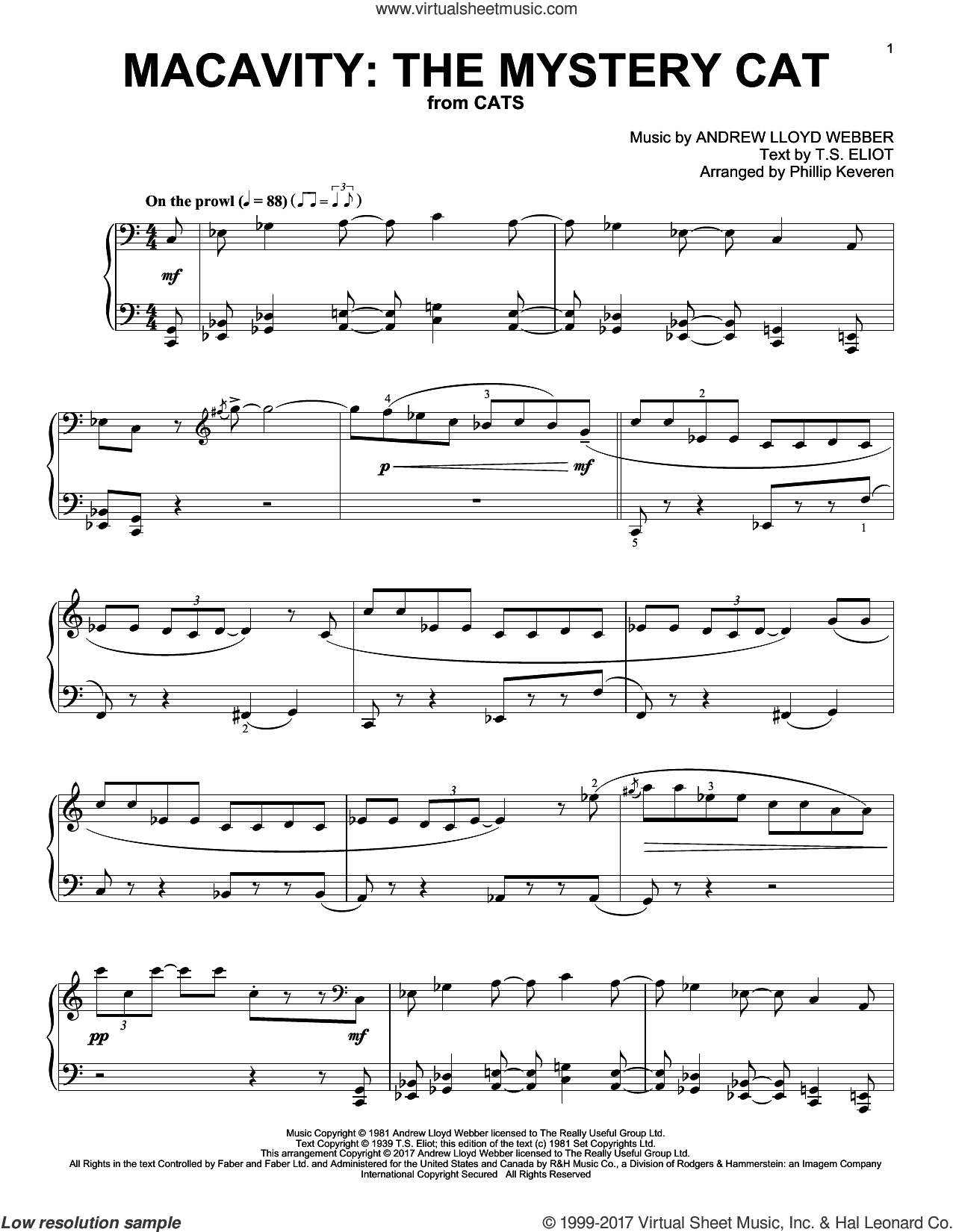 Macavity: The Mystery Cat (from Cats) (arr. Phillip Keveren)