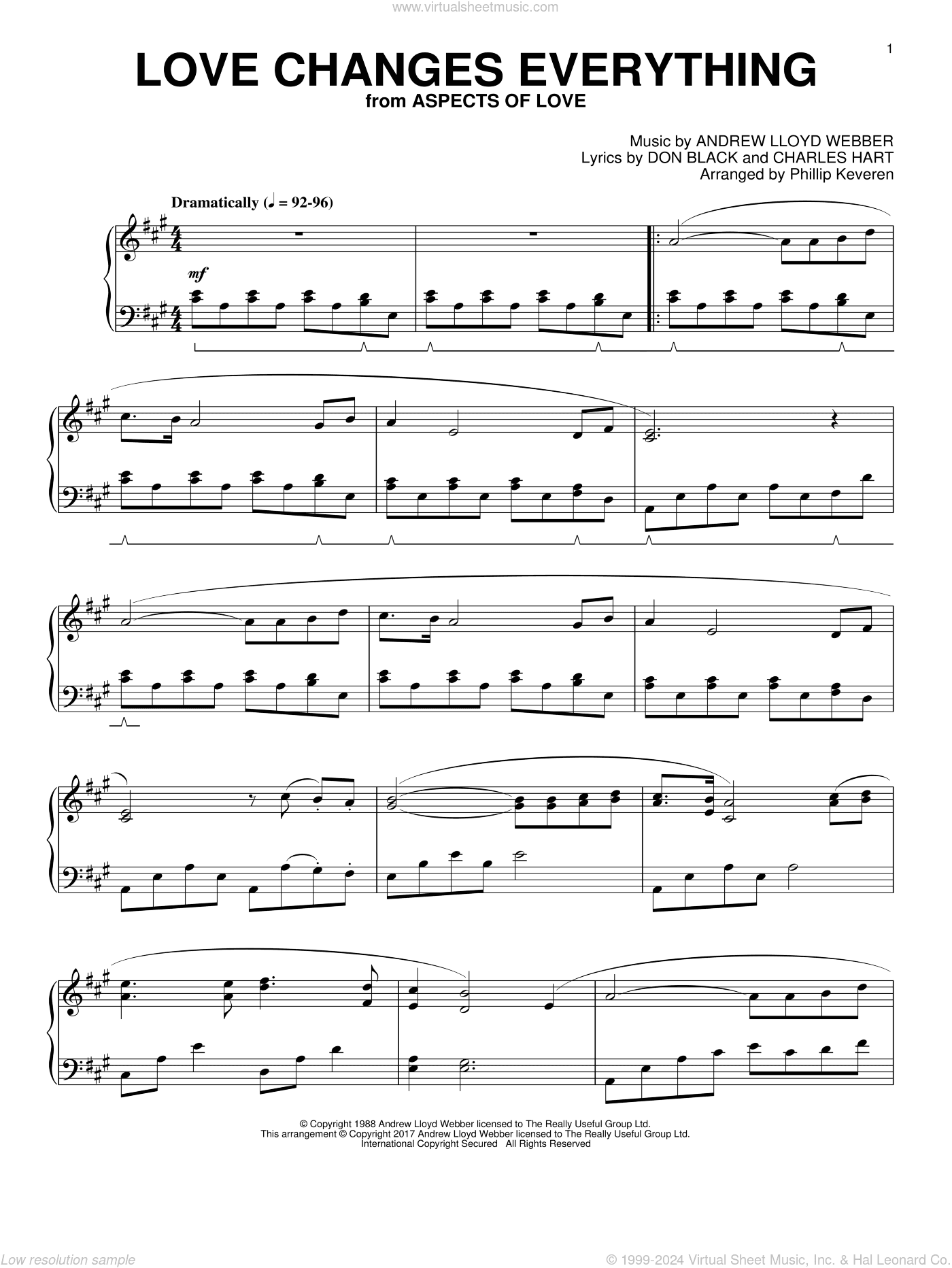 Love Changes Everything (from Aspects Of Love) (arr. Phillip Keveren)