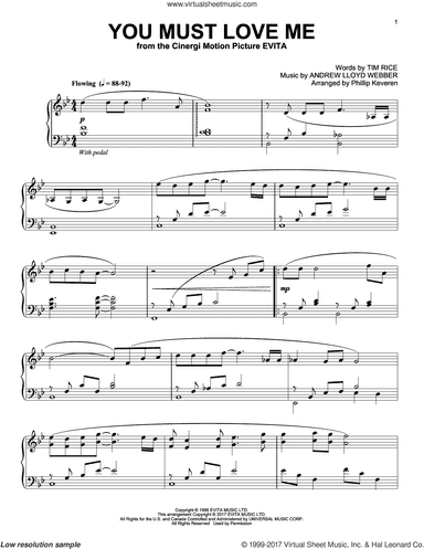 You Must Love Me (arr. Phillip Keveren)