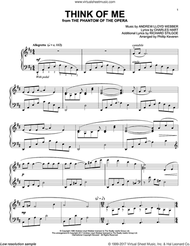 Think Of Me (from The Phantom Of The Opera) (arr. Phillip Keveren)