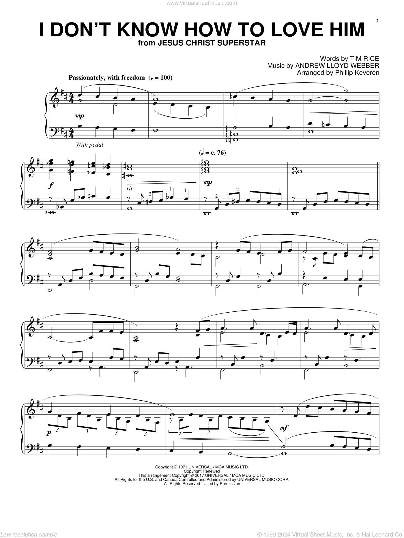 I Don't Know How To Love Him (arr. Phillip Keveren)