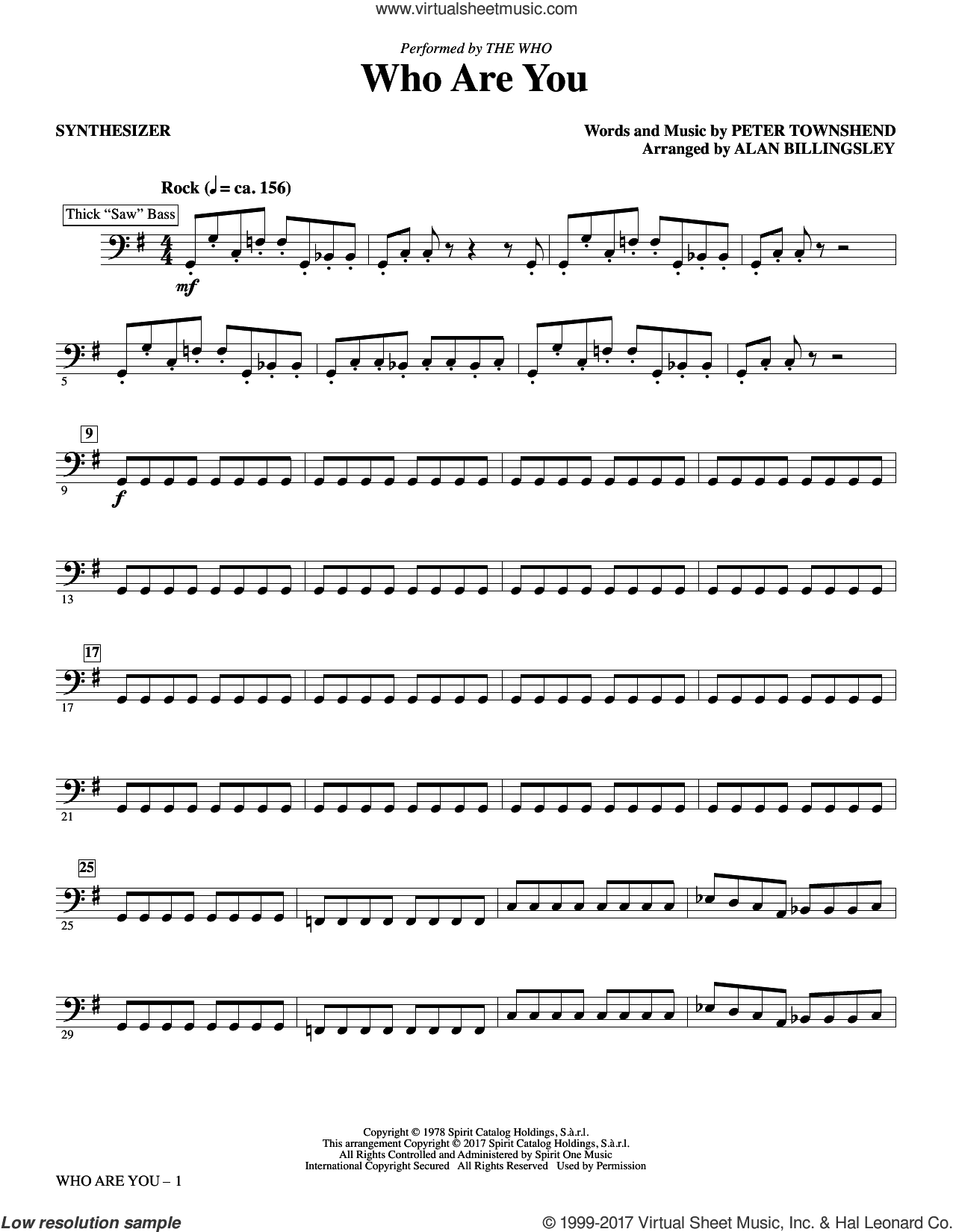 Who Are You (arr. Alan Billingsley) (complete set of parts)