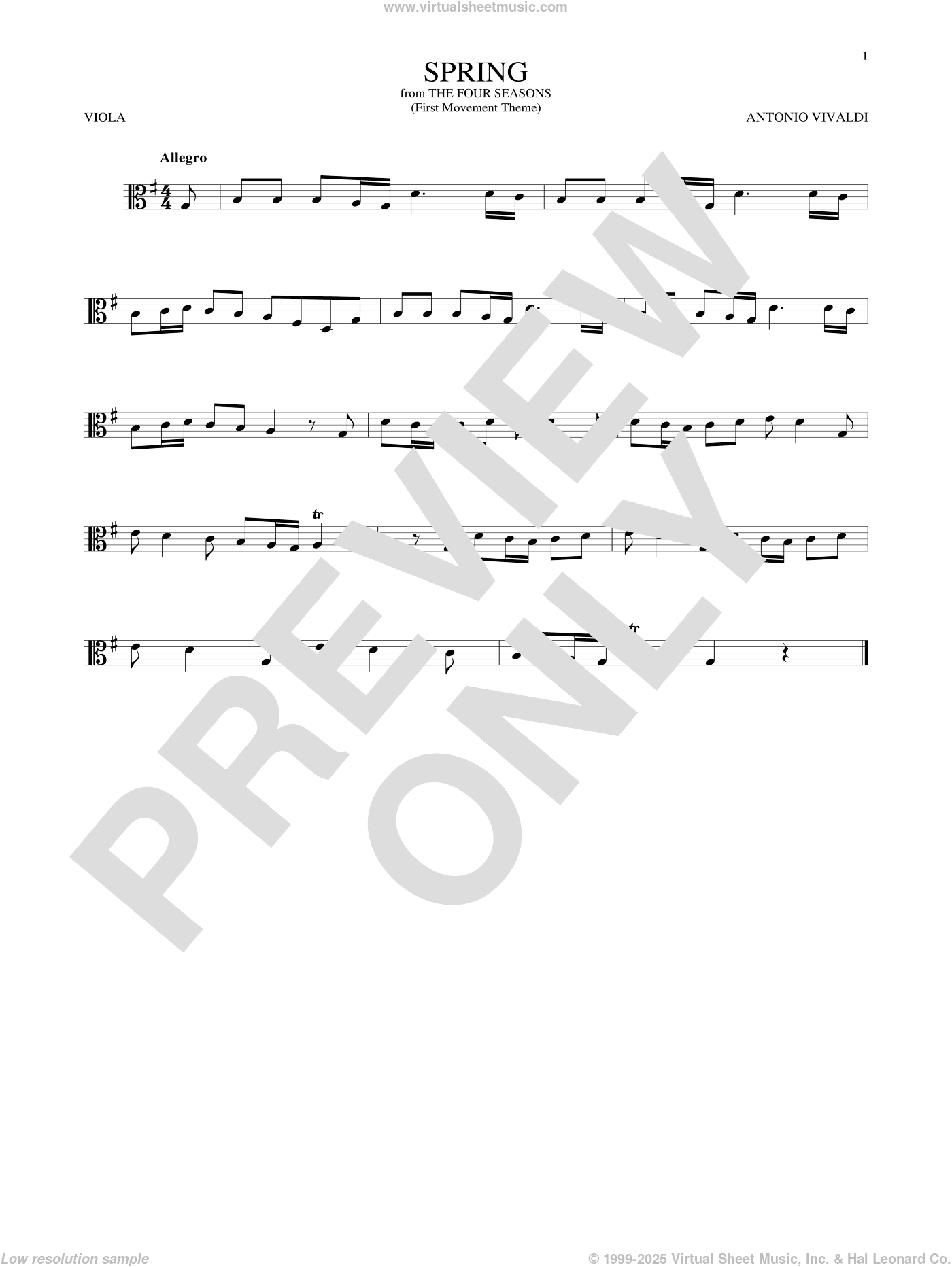 Allegro I, RV 269 ("Spring") (First Movement Theme)