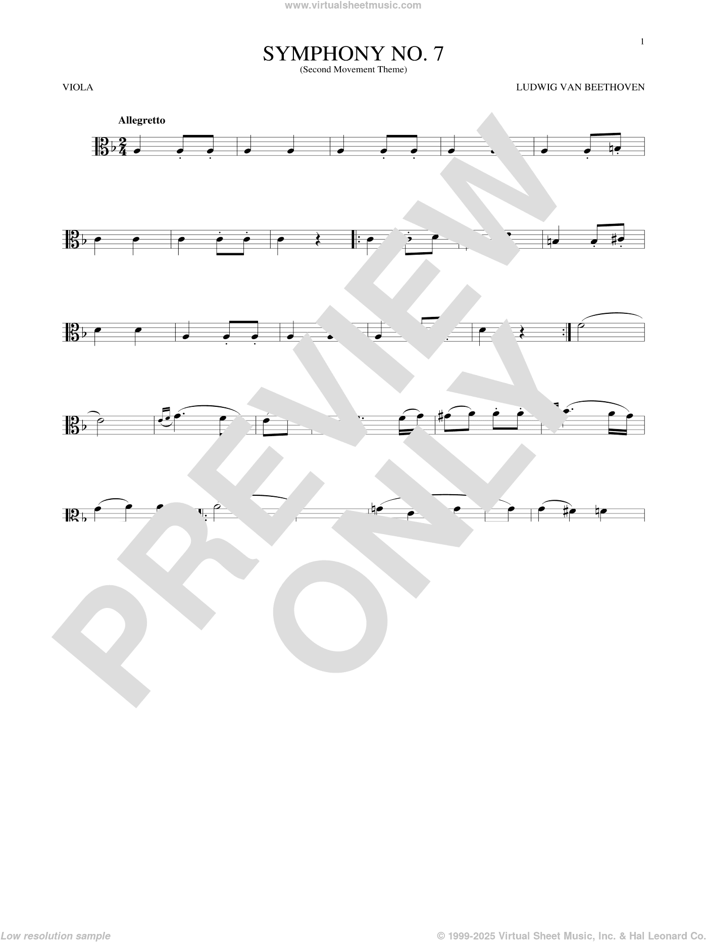 Symphony No. 7 In A Major, Second Movement (Allegretto)