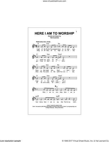 Here I Am To Worship (Light Of The World)
