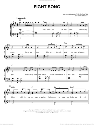 Fight Song, (easy)