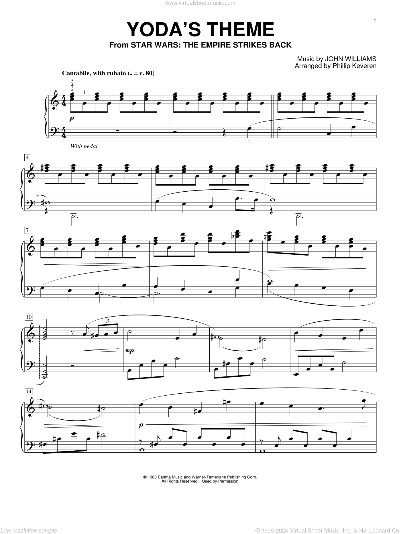 Yoda's Theme (from Star Wars: The Empire Strikes Back) (arr. Phillip Keveren)