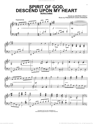 Spirit Of God, Descend Upon My Heart (arr. David Lantz III)