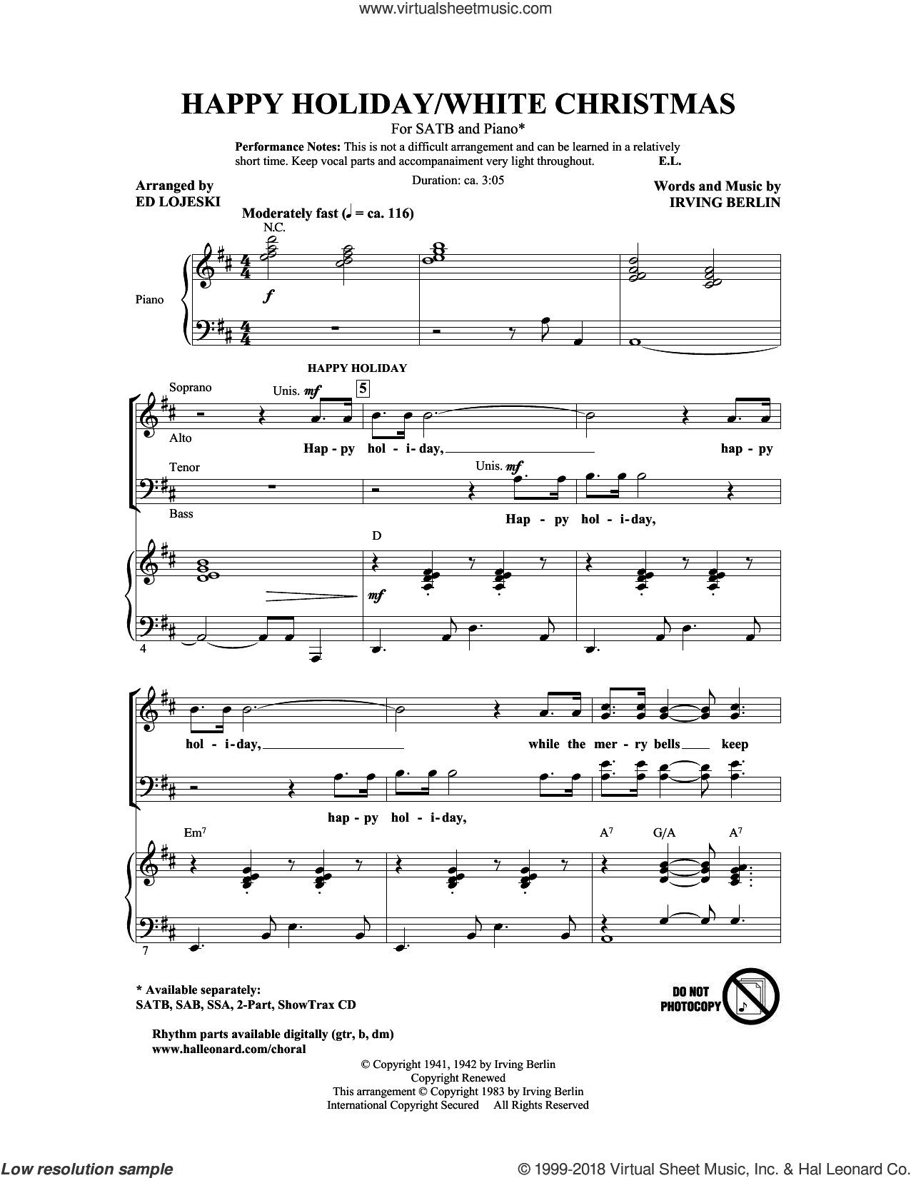 Happy Holiday (arr. Ed Lojeski)